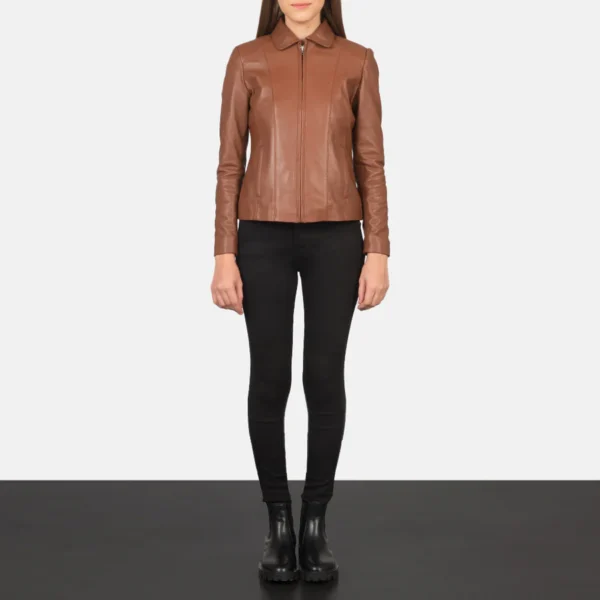 Colette Brown Leather Jacket - Image 3