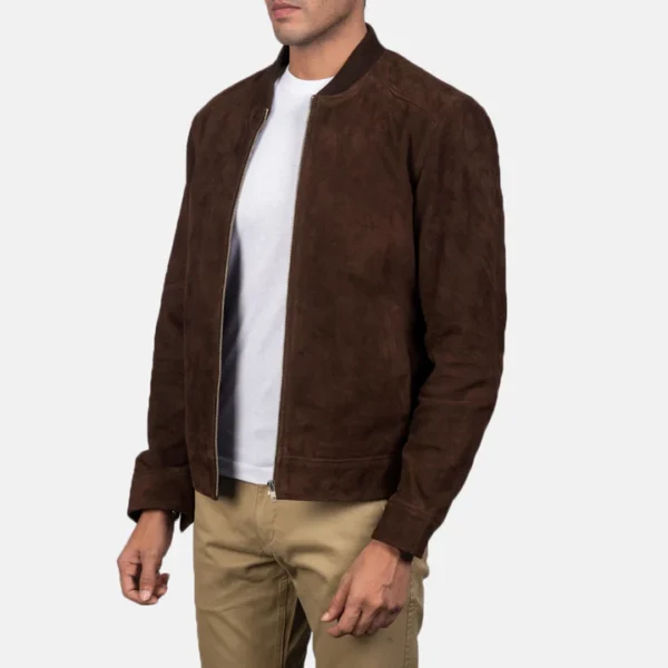 Blain Mocha Suede Bomber Jacket - Image 2