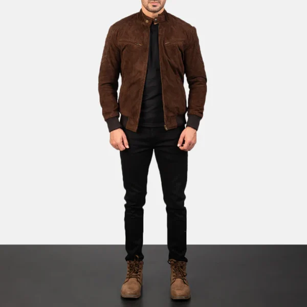 Sven Mocha Suede Bomber Jacket - Image 3