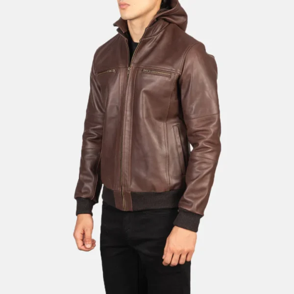 Bouncer Biz Black Leather Bomber Jacket - Image 2