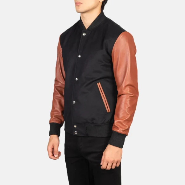 Vaxton Brown Hybrid Varsity Jacket - Image 2